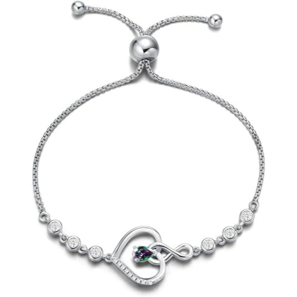 Birthstone Tennis Infinity Love Bracelet - Mix